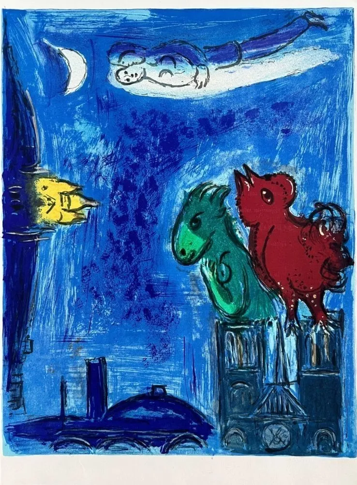 Litografía Chagall - Les Monstres de Notre-Dame