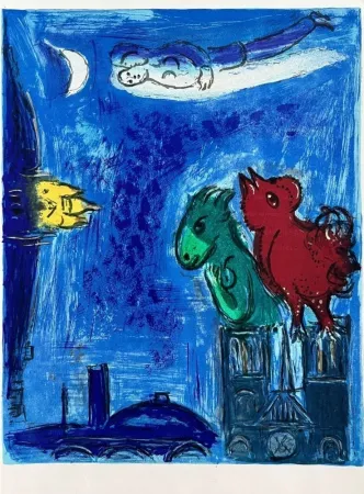 Litografía Chagall - Les Monstres de Notre-Dame