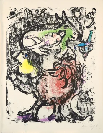 Litografía Chagall - Marc Chagall (1887-1985) - Circus Pirouette - Color lithograph on Arches paper - 1961