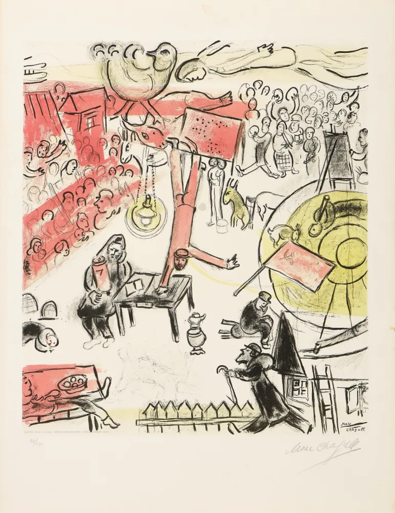 Litografía Chagall - Marc Chagall (1887–1985) – Révolution – Color lithograph on paper – 1963