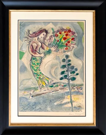 Litografía Chagall - Marc Chagall (1887–1985) - Sirène au pin - Color lithograph on Arches paper - 1967