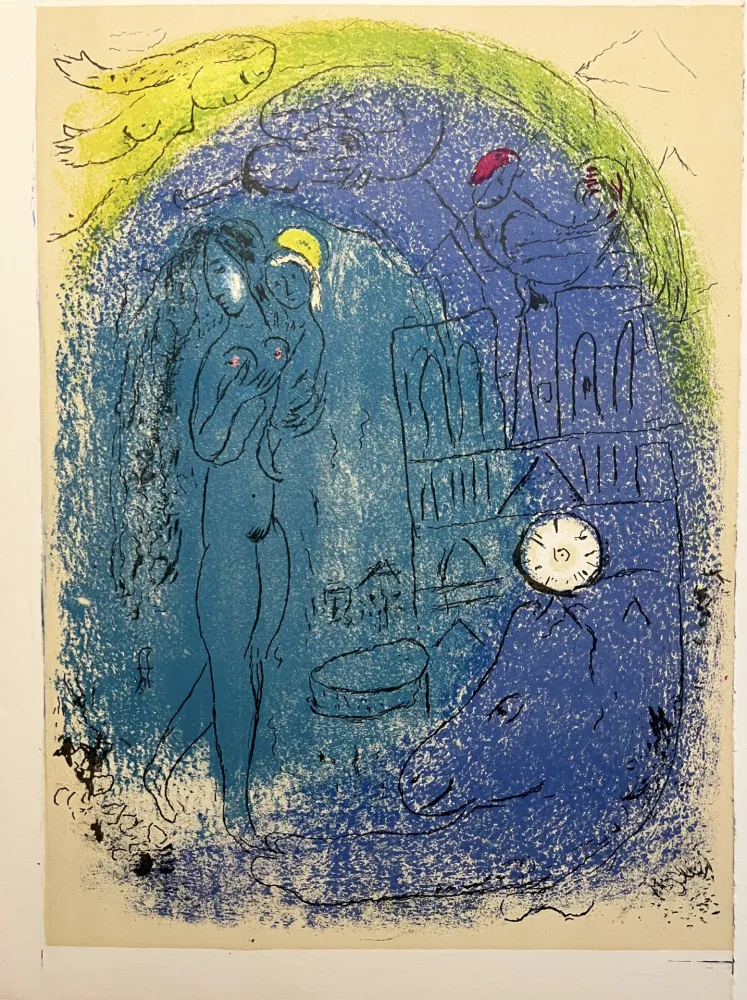 Litografía Chagall - Mère et Enfant devant Notre-Dame. De la suite VISION DE PARIS