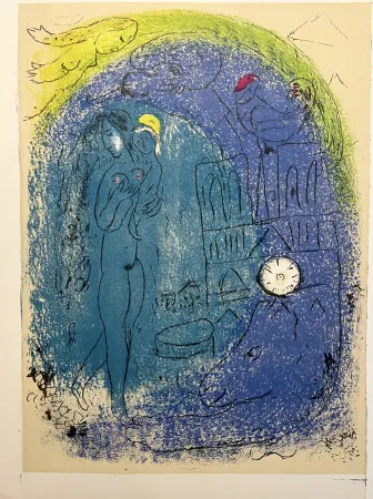 Litografía Chagall - Mère et Enfant devant Notre-Dame. De la suite VISION DE PARIS