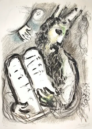 Litografía Chagall - Moise et Les Tables de la Loi