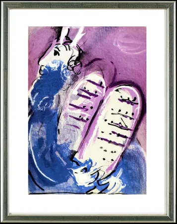 Litografía Chagall - Moses (mit Gesetzestafeln), Paris 1956