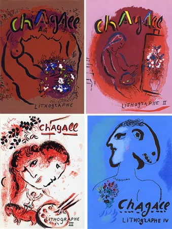 Libro Ilustrado Chagall - Mourlot & Sorlier : Chagall lithographe I à IV,  avec 28 LITHOGRAPHIES ORIGINALES