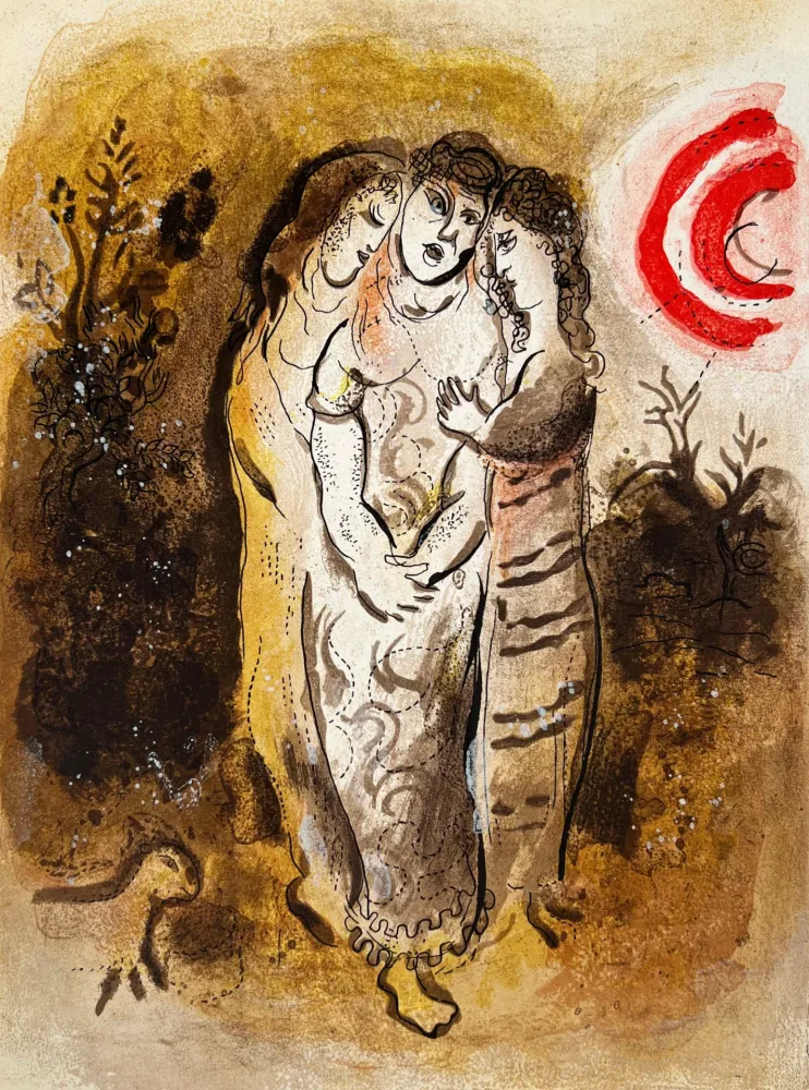 Litografía Chagall - Naomi and her Daughters-in-Law