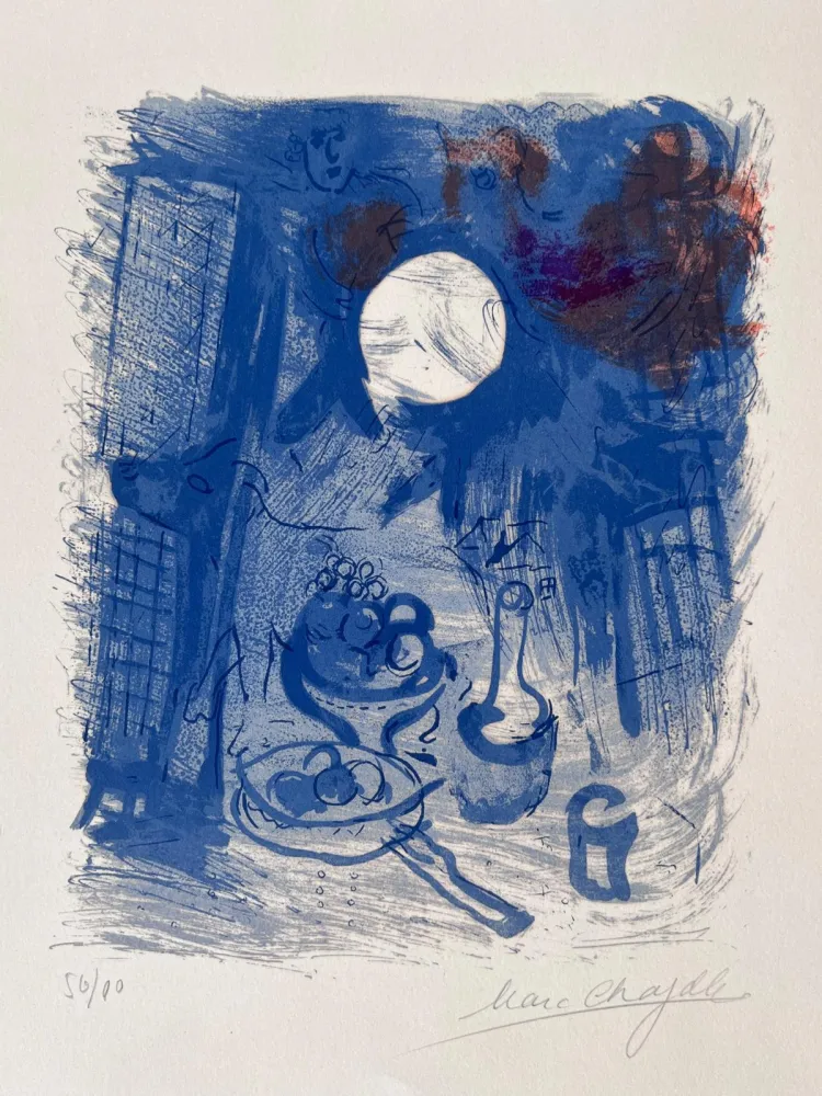 Litografía Chagall - Nature morte bleue 
