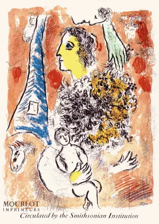 Litografía Chagall - Offrande à la Tour Eiffel