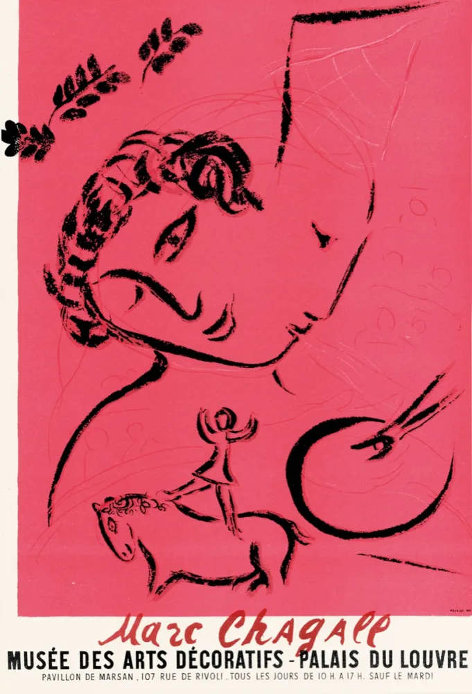 Litografía Chagall - Peintre en rose