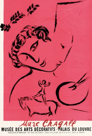 Litografía Chagall - Peintre en rose