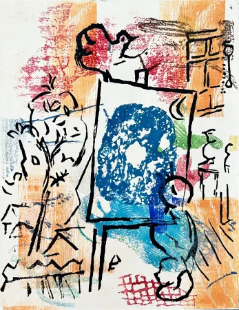 Grabado En Madera Chagall - Poèmes, Planche II (trial proof)