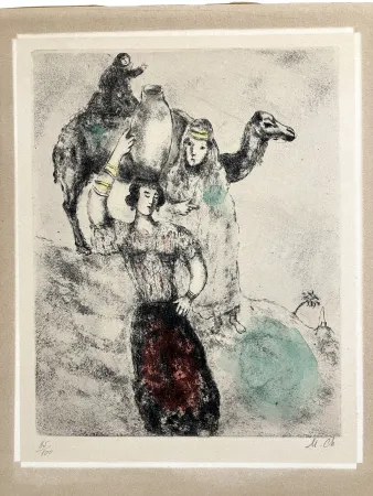 Aguafuerte Chagall - Rebecca à la fontaine circa 1931-1939
