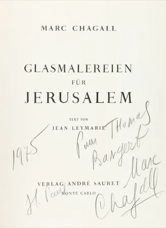 Libro Ilustrado Chagall - Signed & dedicated - Stained glass for Jerusalem 
