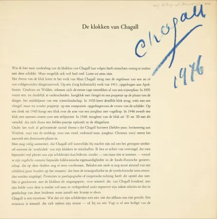 Libro Ilustrado Chagall - Signed - Der Klokken Van Chagall