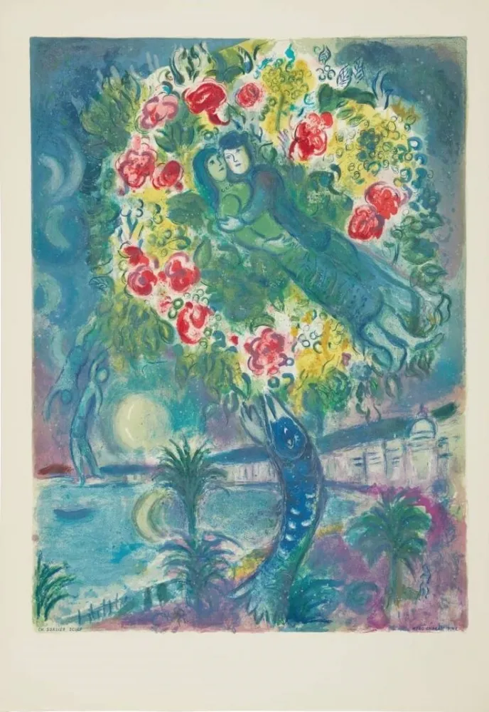 Litografía Chagall - Sirène au pin (Sirene with Pine)