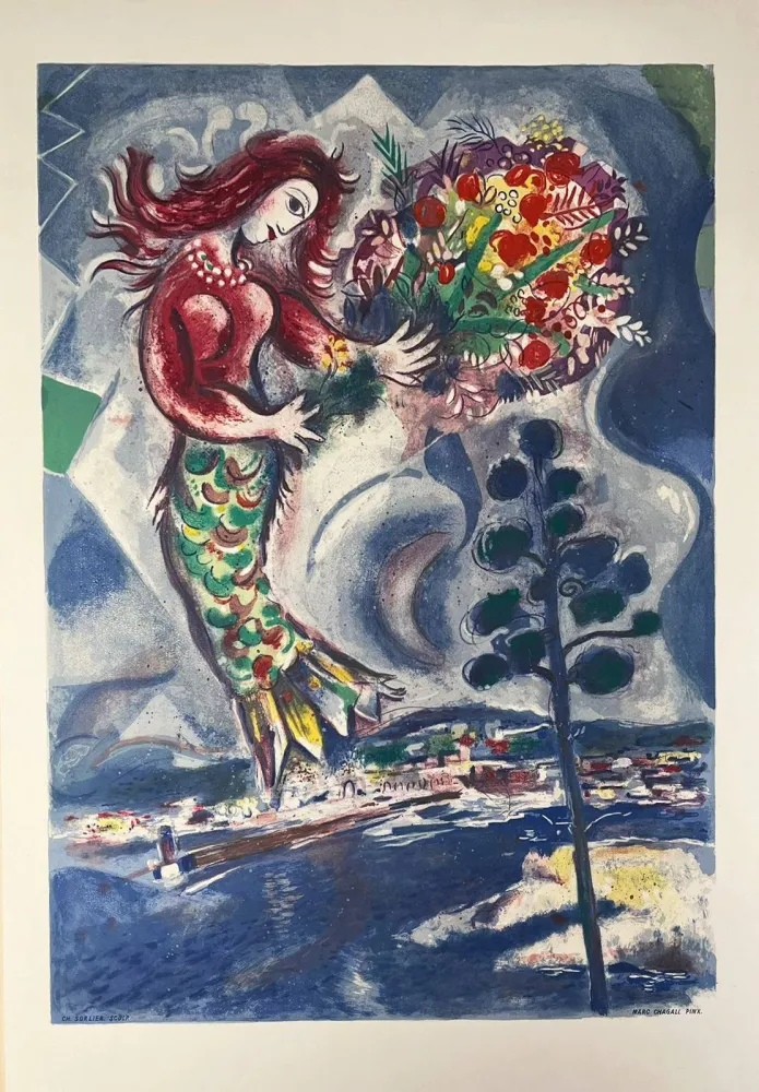 Litografía Chagall - Sirène au pin (Sirene with Pine)