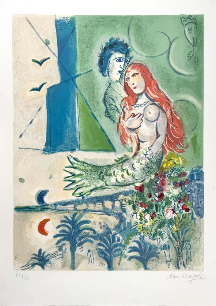 Litografía Chagall - Sirène au Poète 