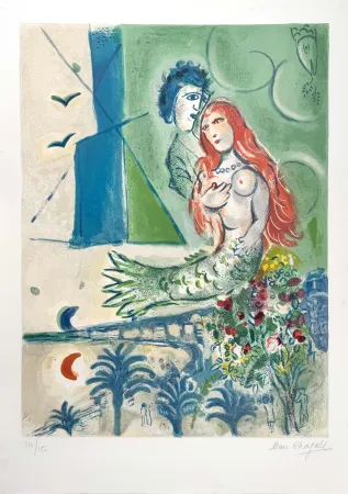 Litografía Chagall - Sirène au Poète 