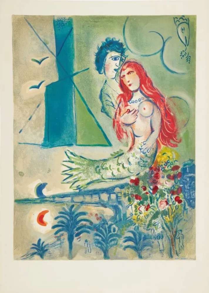 Litografía Chagall - Sirène au Poète (Sirene with Poet)