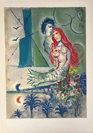 Litografía Chagall - Sirène au Poète (Sirene with Poet)