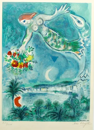 Litografía Chagall - Sirène et Poisson