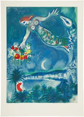 Litografía Chagall - Sirène et Poisson (Sirene and Fish)