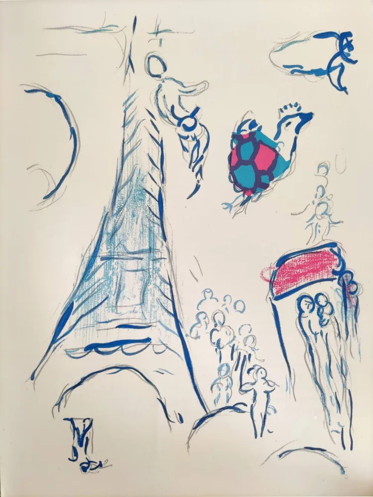 Litografía Chagall - Sketch for the Angel of Mozart