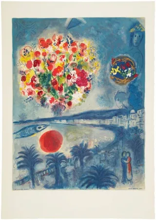 Litografía Chagall - Soleil couchant (Sunset)