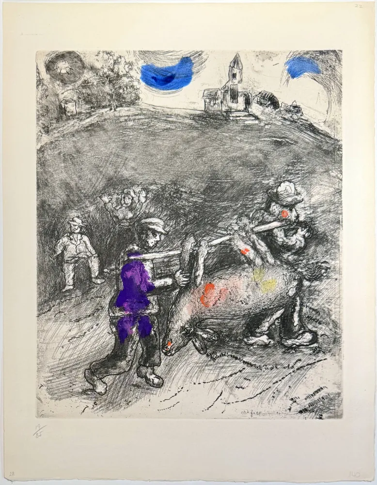Aguafuerte Chagall - The Miller, His Son, and the Donkey