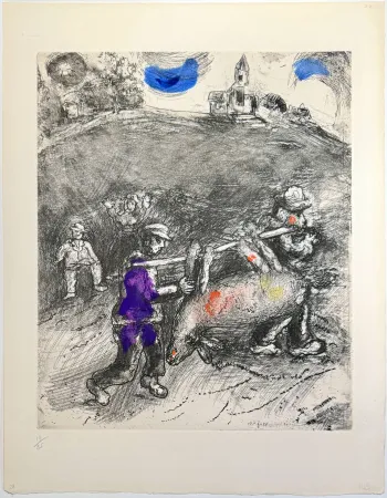 Aguafuerte Chagall - The Miller, His Son, and the Donkey