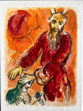 Litografía Chagall - Then came Amalek and fought with Israel in Rephidim. And Moses sayde to Ioshua, 'Chuse us our men, and goe fight with Amalek