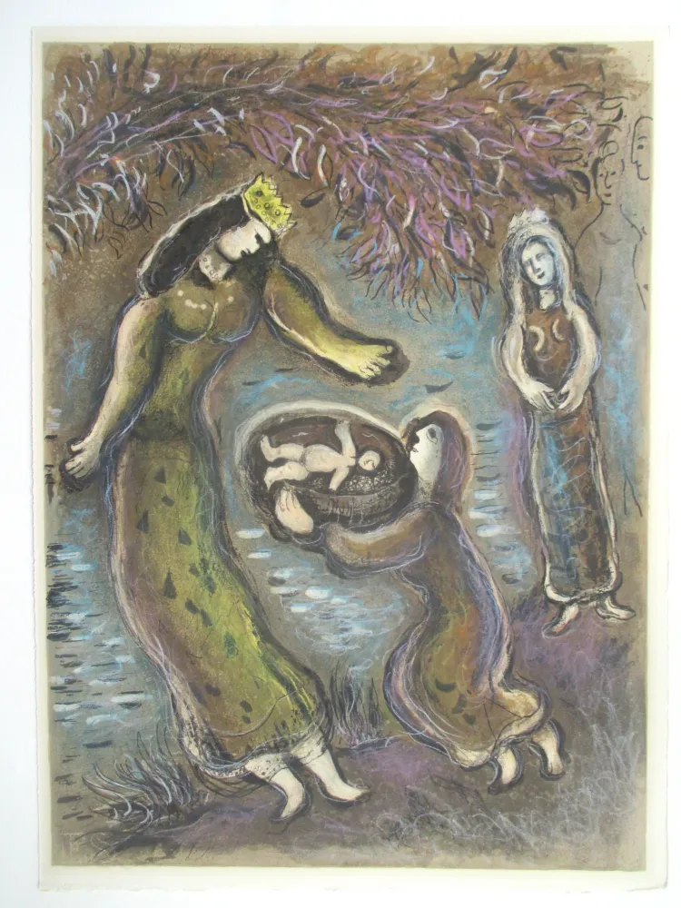 Litografía Chagall - Then Pharaoh's daughter opened the cradle and saw that it was a child