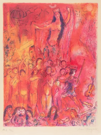Litografía Chagall - They were in Forty Pairs, Thus Numbering Fourscore.., from Four Tales from the Arabian Nights