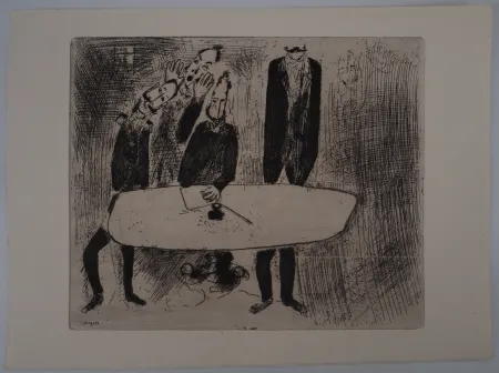 Grabado Chagall - Une réunion de crise (Le conciliabule des fonctionnaires)
