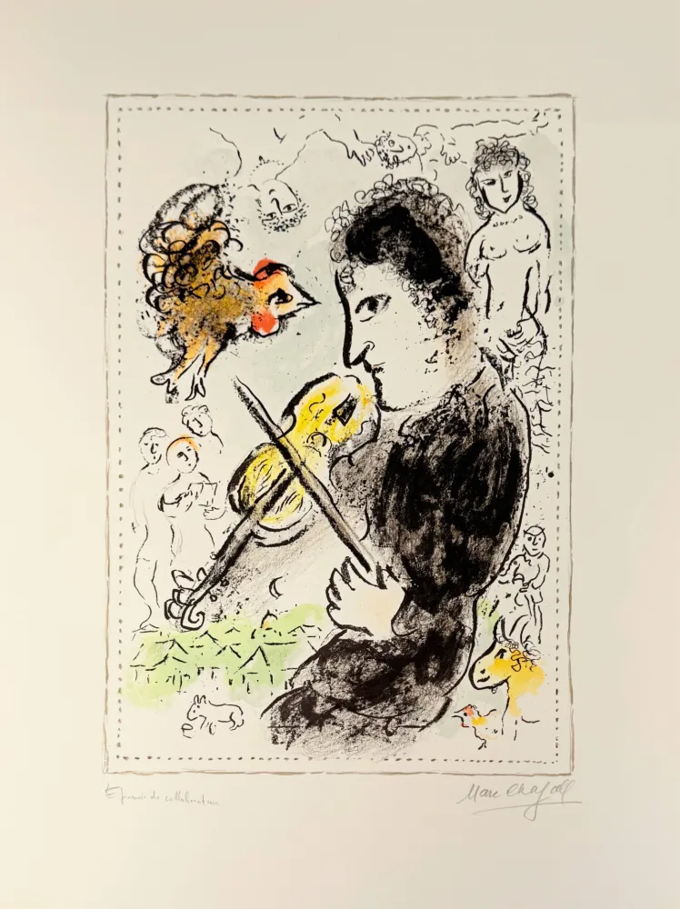 Litografía Chagall - Violoniste au coq
