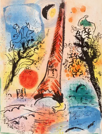 Litografía Chagall - Vision de Paris