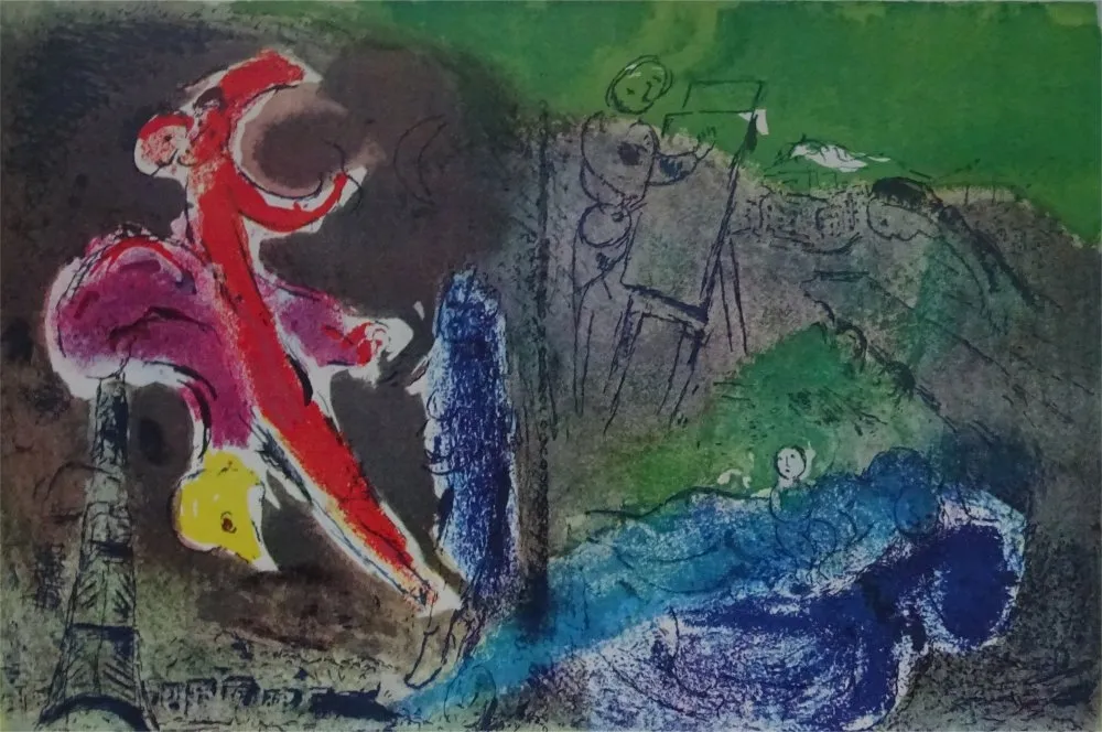 Litografía Chagall - Vision de Paris, 1952