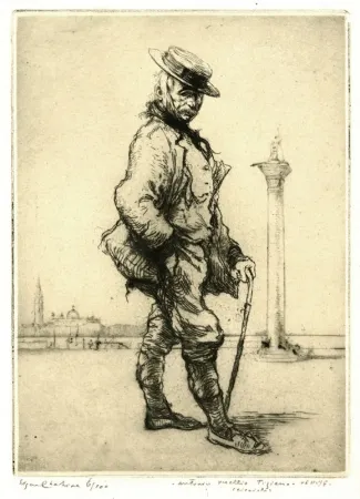 Aguafuerte Chahine - Antonio Vecchio Tiziano, Venise