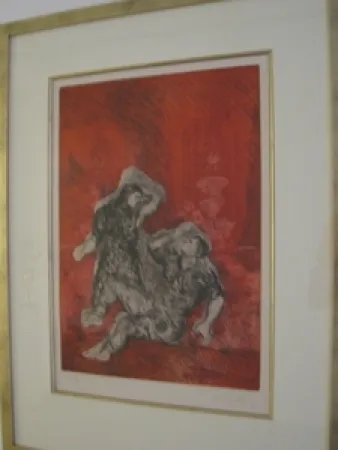 Grabado Chia - Two persons in a Garden