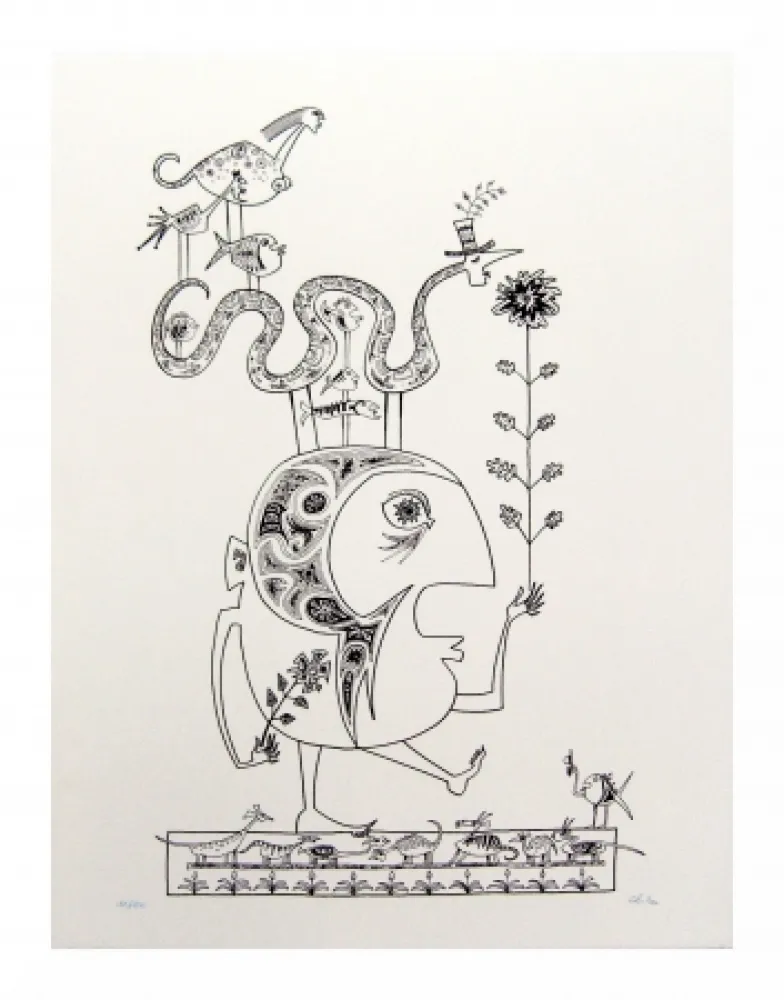 Litografía Chica - Hommage à Brauner