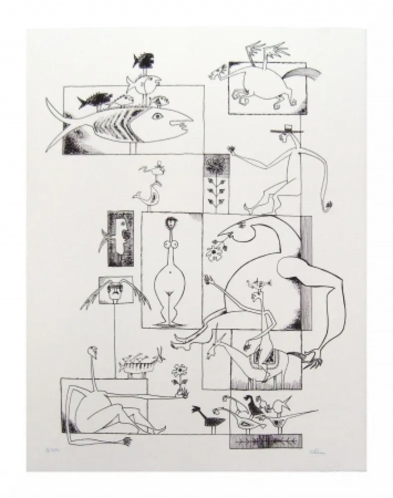 Litografía Chica - Ils sont tous là!