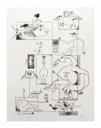 Litografía Chica - Ils sont tous là!