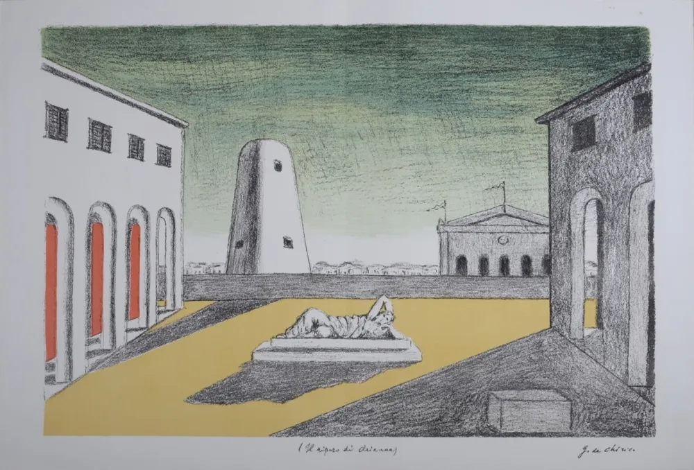 Litografía Chirico (De) - Le repos d'Arianne
