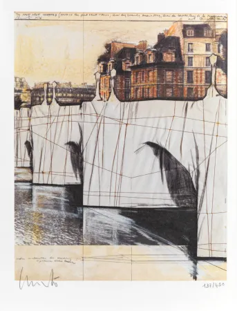 Litografía Christo & Jeanne-Claude - The Pont-Neuf Wrapped (Project for Paris), 2020