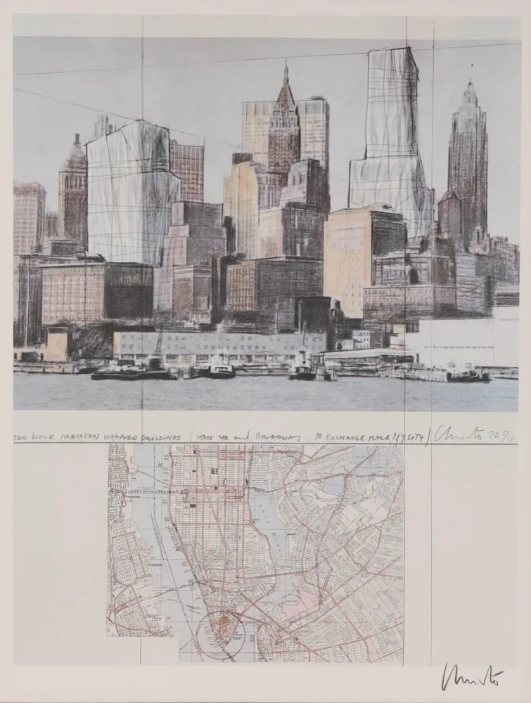 Litografía Christo & Jeanne-Claude - Two Lower Manhattan Wrapped Buildings
