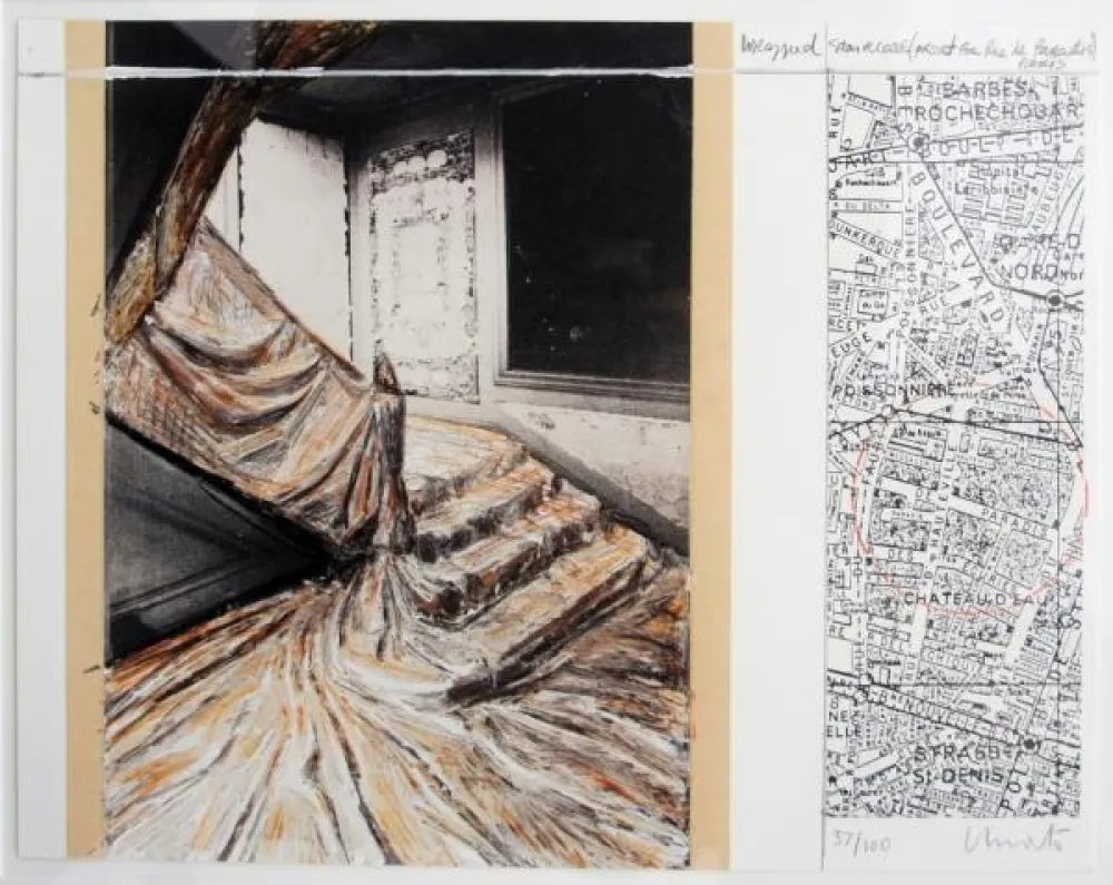 Litografía Christo & Jeanne-Claude - Wrapped Staircase. 2001. Signed 