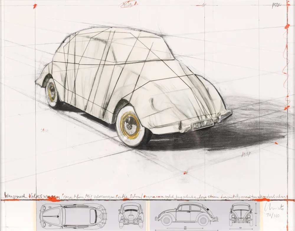 Serigrafía Christo - Wrapped Volkswagen, Project for 1961 Volkswagen Beetle Saloon