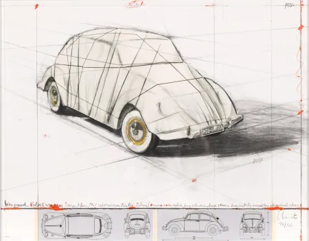 Serigrafía Christo - Wrapped Volkswagen, Project for 1961 Volkswagen Beetle Saloon
