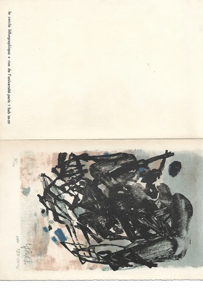 Litografía Chu Teh Chun  - Carte  de voeux 